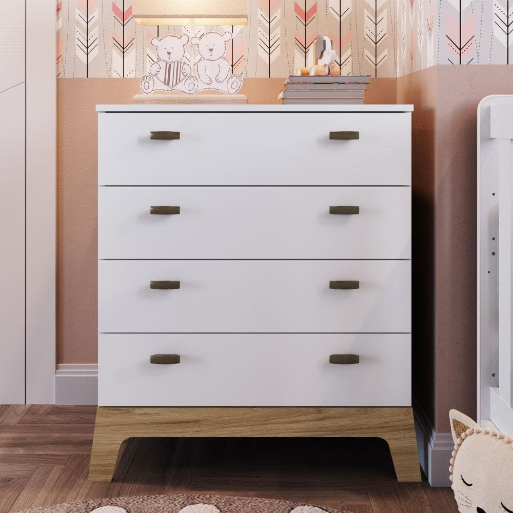 Cômoda Infantil Favo de Mel com 4 Gavetas - Branco