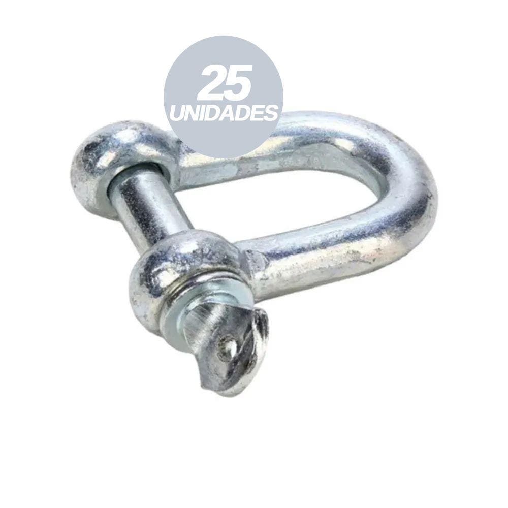 Kit 25 Manilha Reta com Pino Roscado 3/8 Polegadas - Starfer