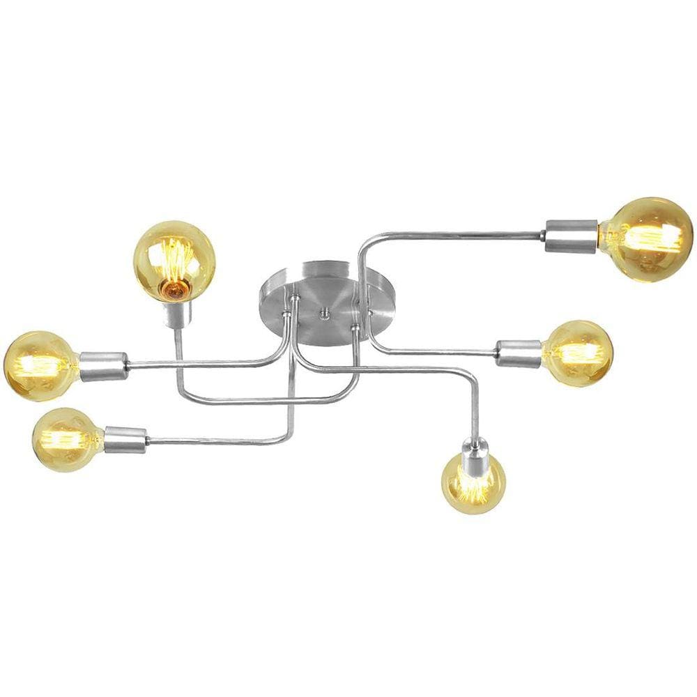 Lustre Sputnik Aranha 6 Braços Escovado Quarto Sala Cozinha