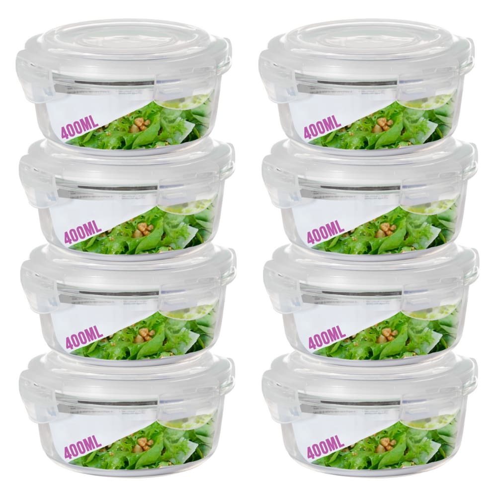 Pote Grão Papinha Tempero Vidro Tampa Não Vaza 400ml- 8 Un