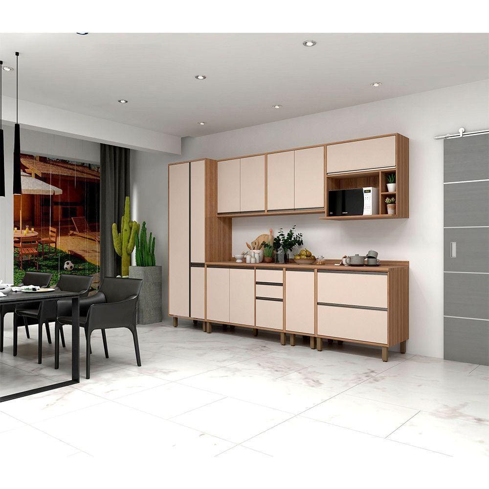 Armário De Cozinha 7 Peças Com Tampo Vanilla Com Connect