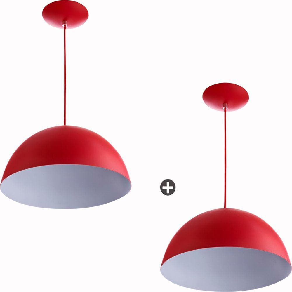 Kit 2 Pendente Meia Bola 40 Vermelho Cozinha Churrasqueira