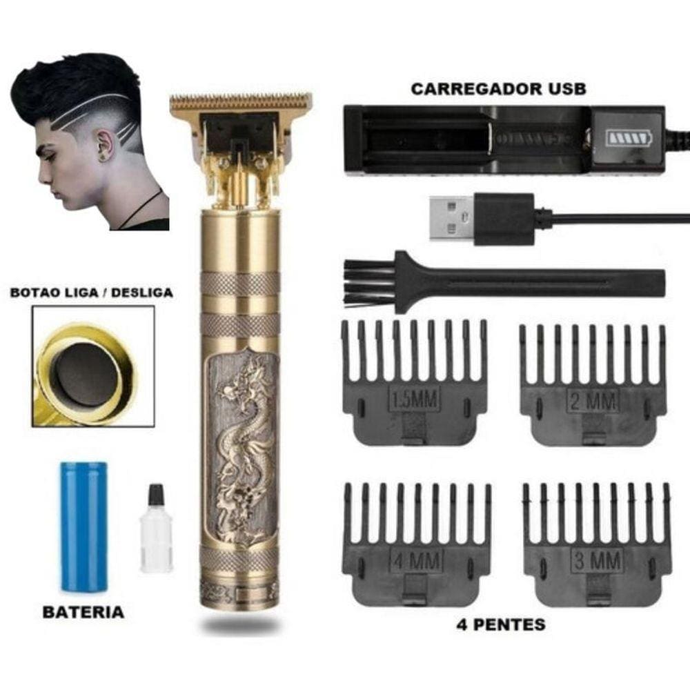 Maquina Barbear E Cortar Cabelo Profissional Recarregável