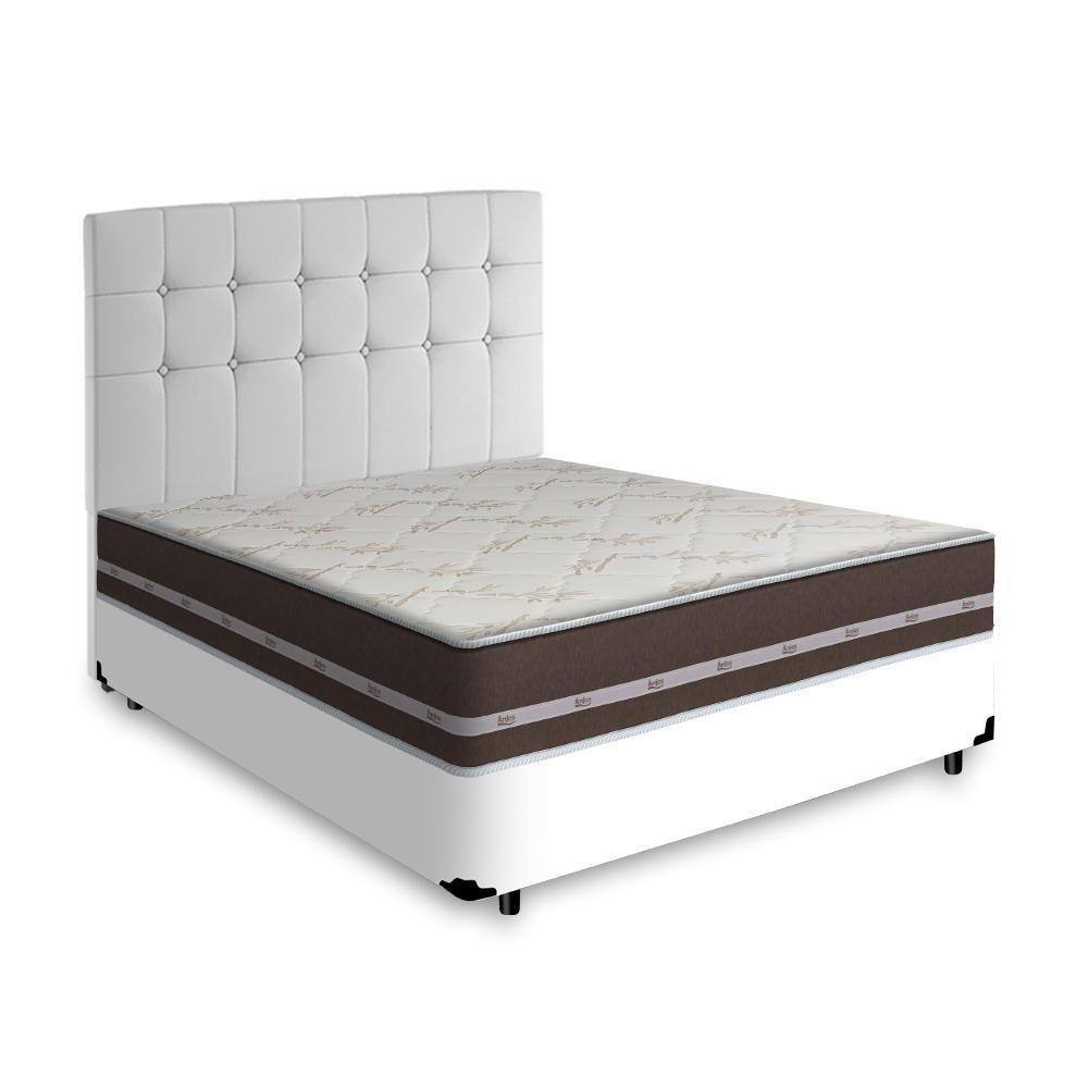 Cama Box + Cabeceira E Colchão Casal Branco
