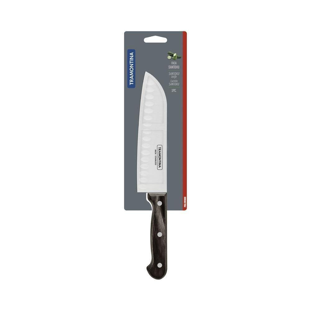 Faca Santoku Tramontina 7 Inox Polywood Castanho