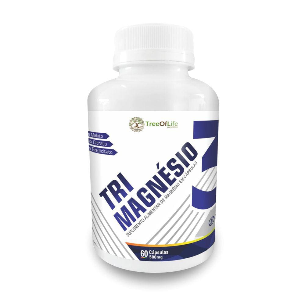 Tri Magnésio Malato Citrato Bisglicinato 60 Cápsulas 500Mg