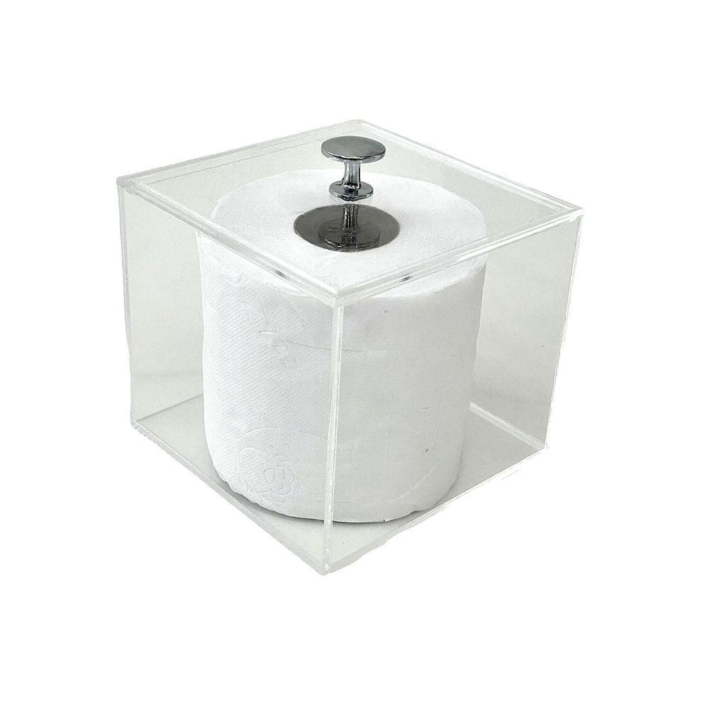 Porta Papel Higienico De Bancada Em Acrilico Para 1 Rolo