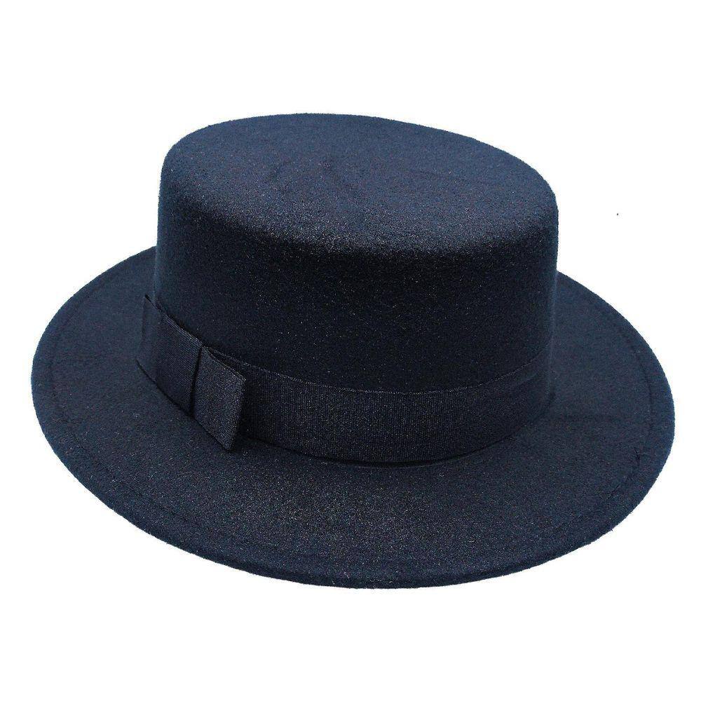 Chapéu Fedora Feltro Aba Média Reta Dura Unissex Redondo