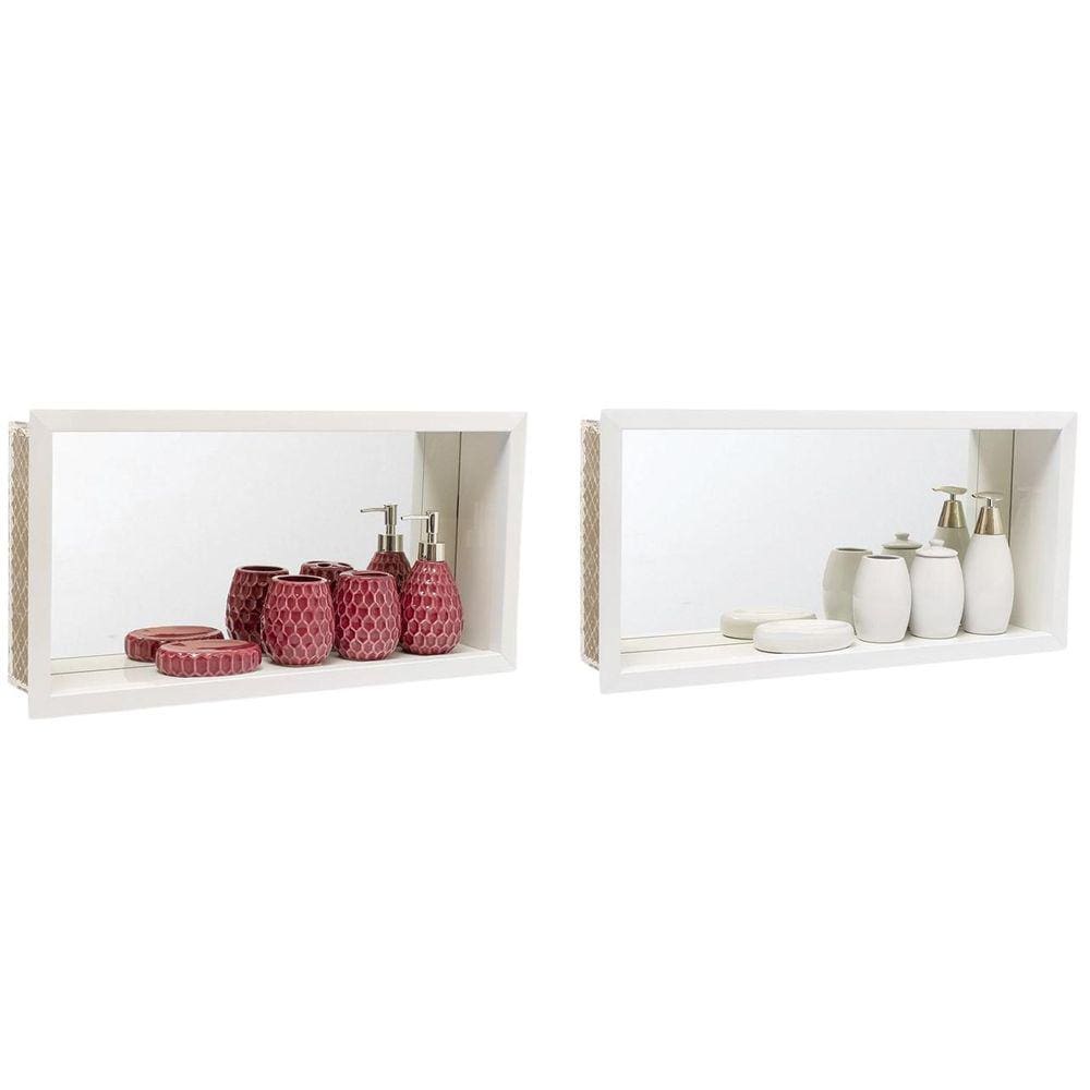 Kit 2 Nicho Em Porcelanato Shampoo Banheiro Box 60X30X10 Cm