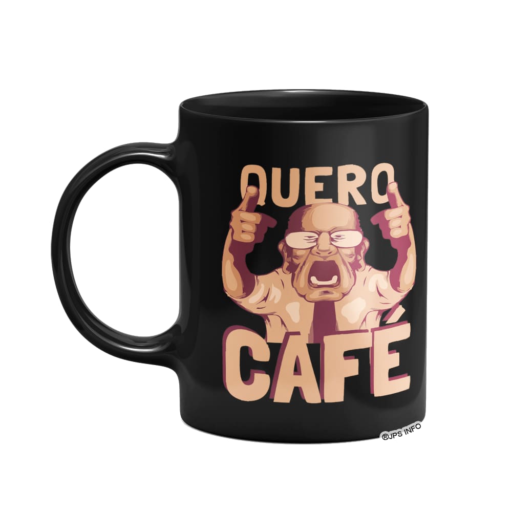 Caneca Divertida - Quero café Meme - Preta