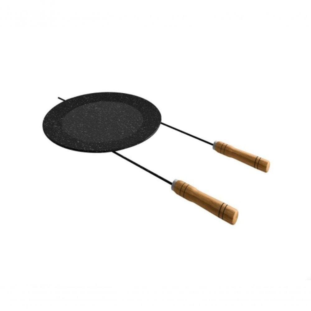 Disco Esmaltado Chapa Bifeteira Cabo Espeto 430 Mm Diametro