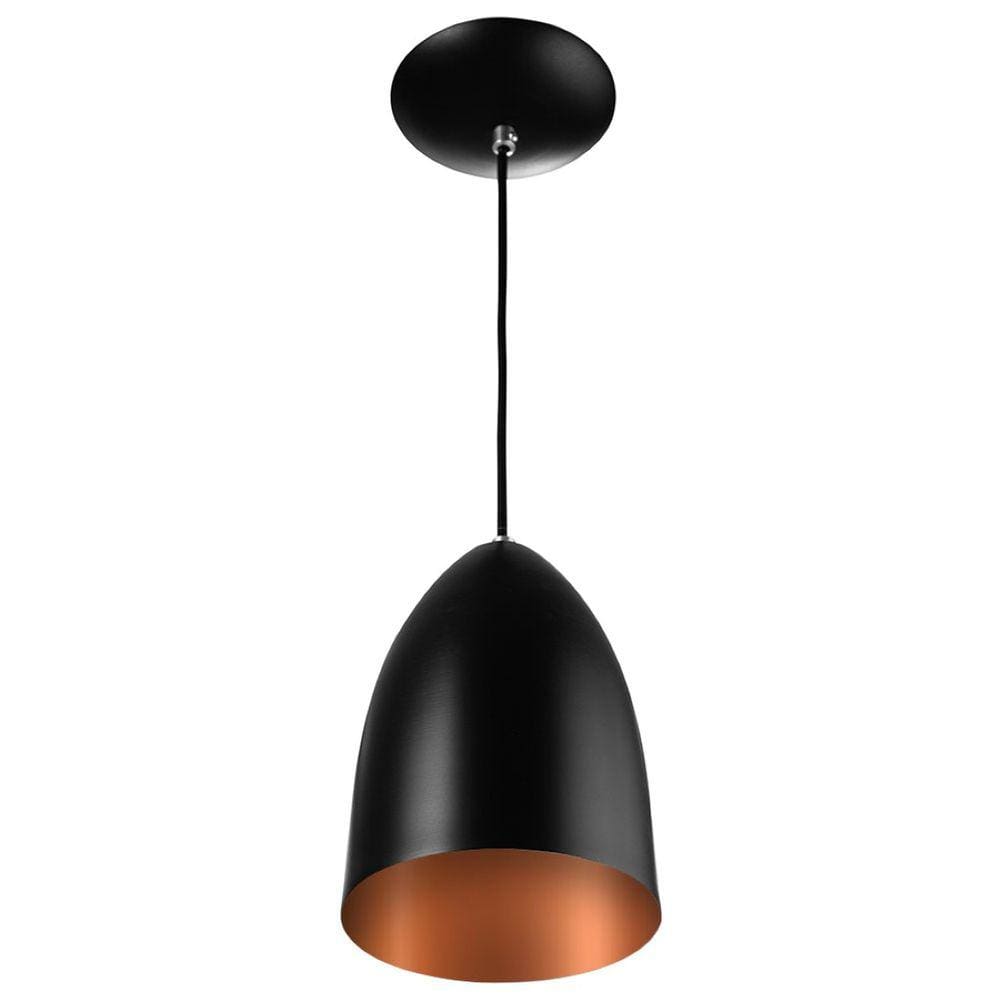 Lustres Pendente Cone Preto/Cobre Sala Cozinha Quarto