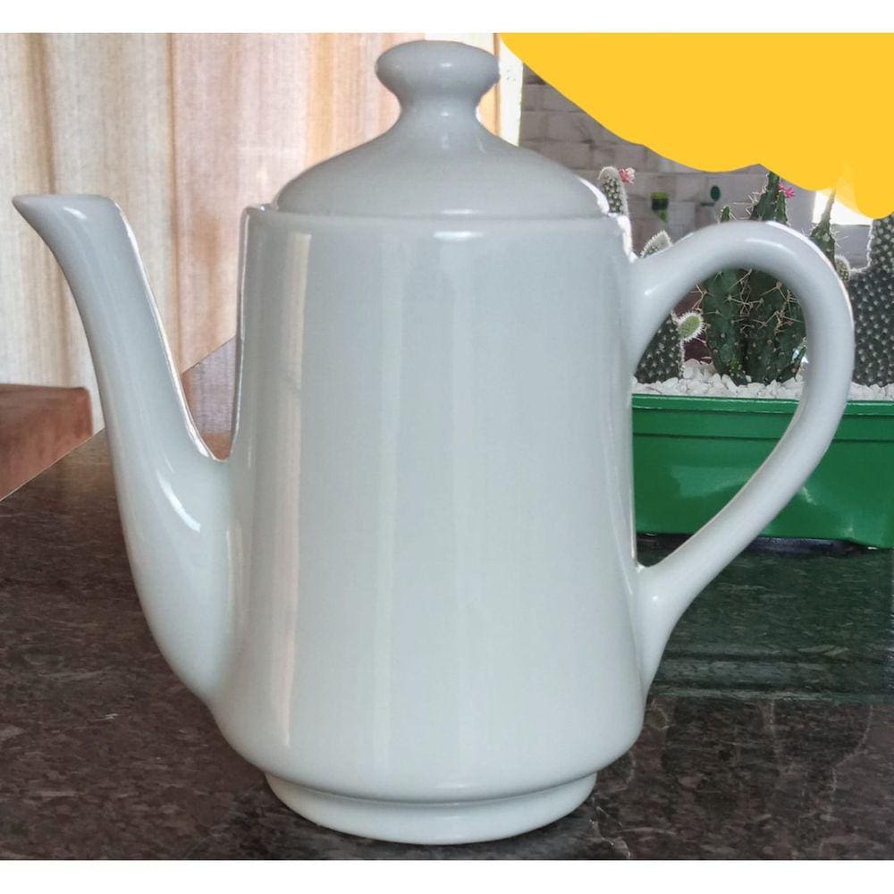 Bule Alto Bico Longo Café, Chá, Leite 550ml - Porcelana Branca