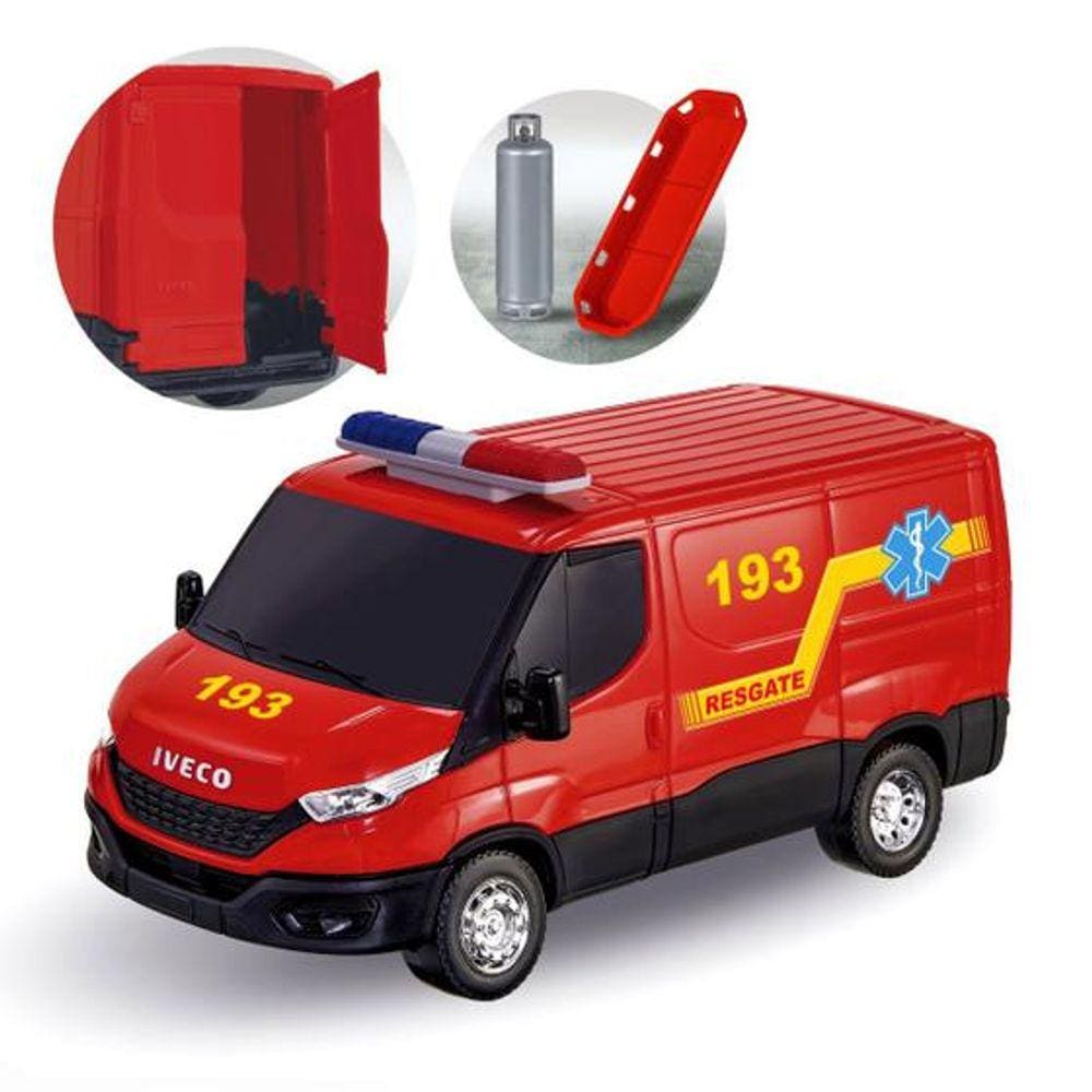 Brinquedo Iveco Daily Resgate Bombeiro Com Acessórios - Usual Brinquedos