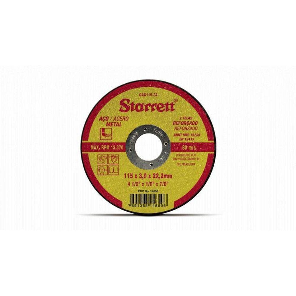 Disco Corte 115,0Mm (4.1/2 ) X 3,0 X F22 P/Metal Dac115-34X