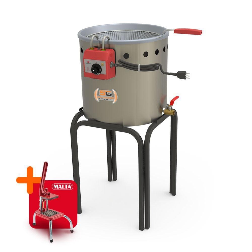 Tacho Fritador 2350W Industrial Elétrico PR-90E Água e Óleo 12L Progás 127V e Cortador de Legumes