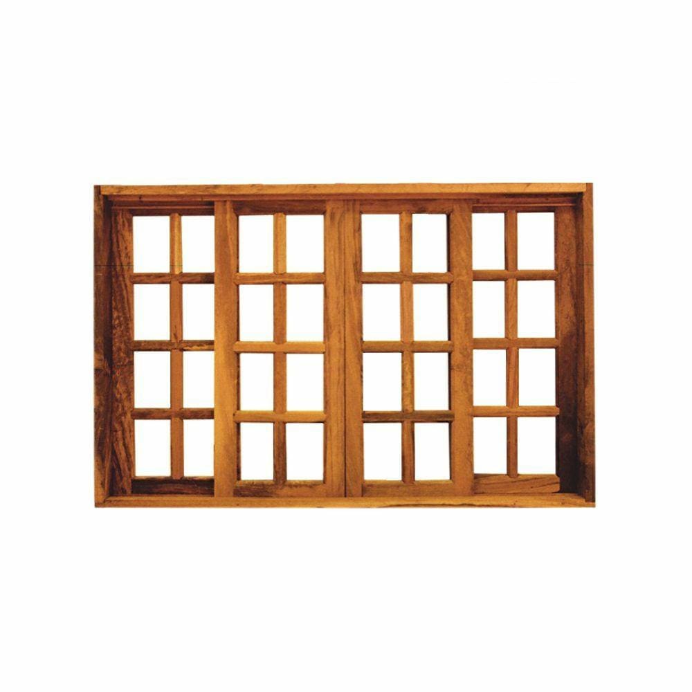 Vitro de Correr 4 Folhas Padrão Imbuia Reto - Com ferragens 1.40 x 1.00 - Hale