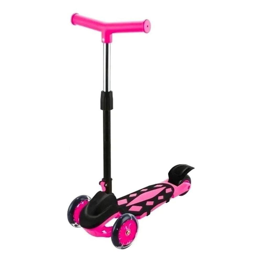 Patinete Com 3 Rodas Radical New Até 40Kg Ajuste Altura Rosa