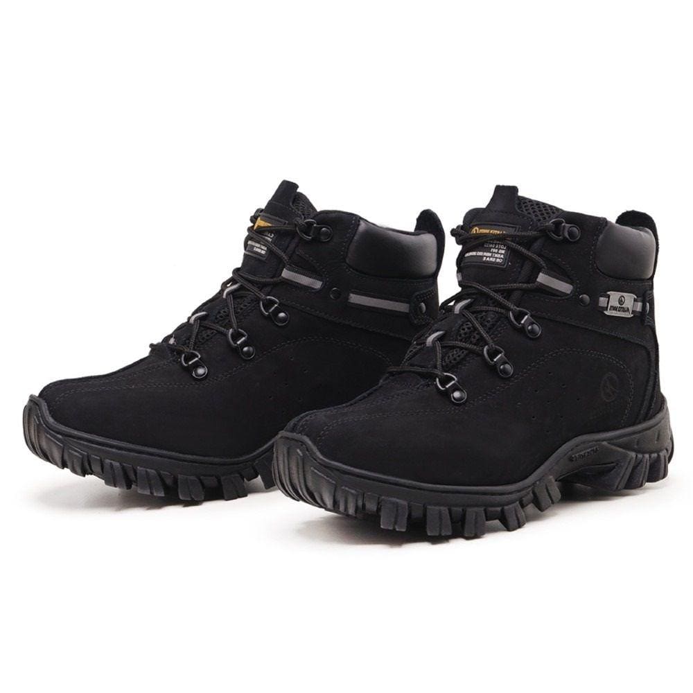 Bota Coturno Masculino Adventure Couro Recortes Biqueira Termoplástica Resistente CA 48.067