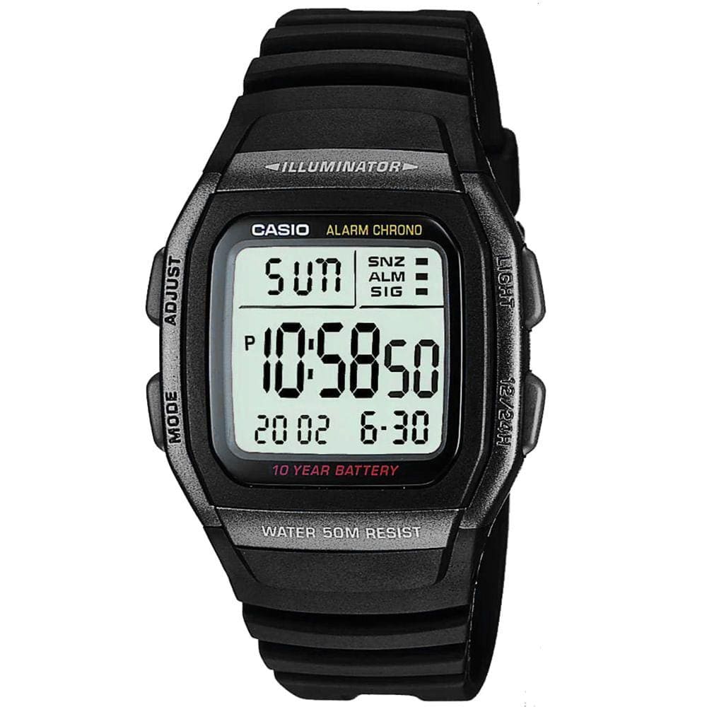 Relógio CASIO Illuminator masculino preto W-96H-1BVDF