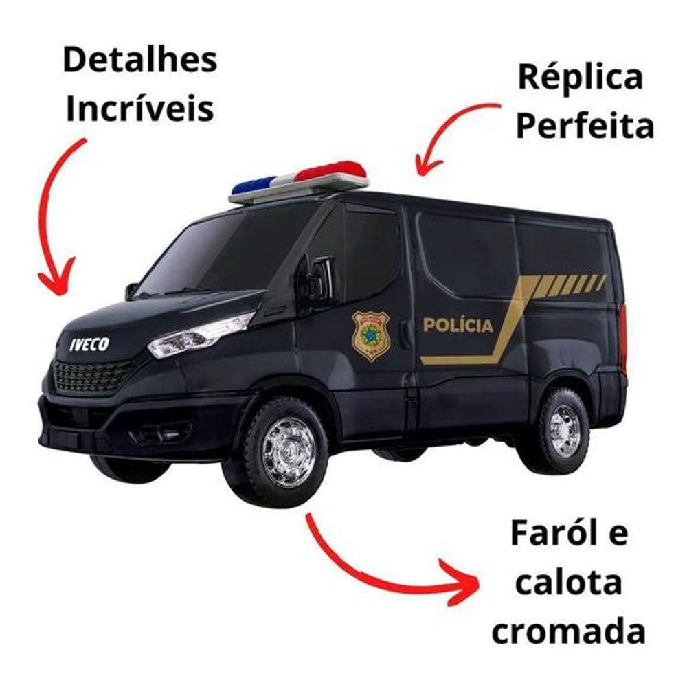 Carrinho Van Policia Iveco Daily C/ Acessorios - USUAL