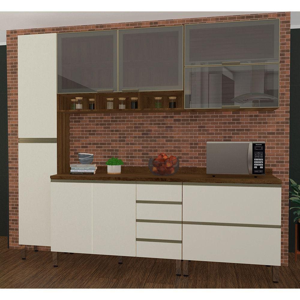 Cozinha Modulada Compacta com Tampo 6 Peças Jade Luciane Móveis