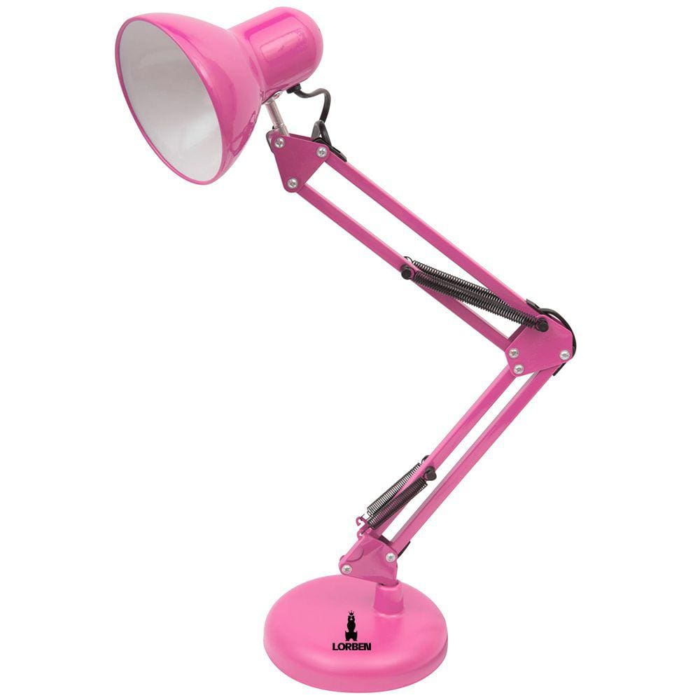 Luminária Pixar Lorben Abajur de Mesa Articulada com Garra e Base Rosa