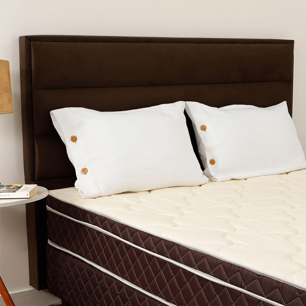 Cabeceira Estofada Para Cama Box Casal 114x142 Swede Café