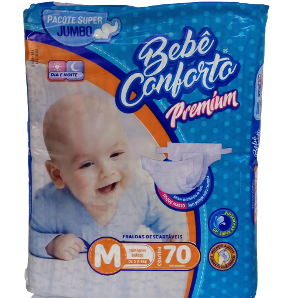 Fralda Inf Bebe Conforto Premium Jumbo M C/70