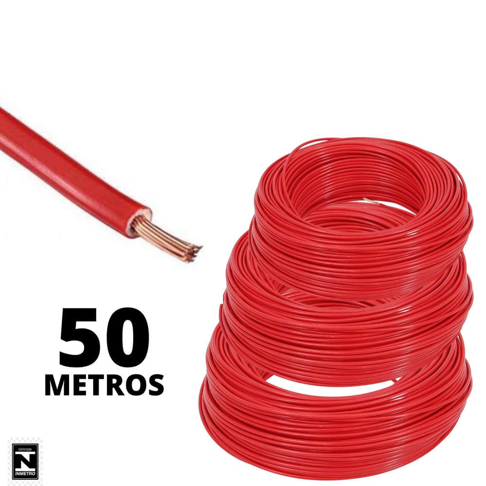 Cabo 6,0mm De 50 Metros Unipolar Multiuso Ação Termoplástica