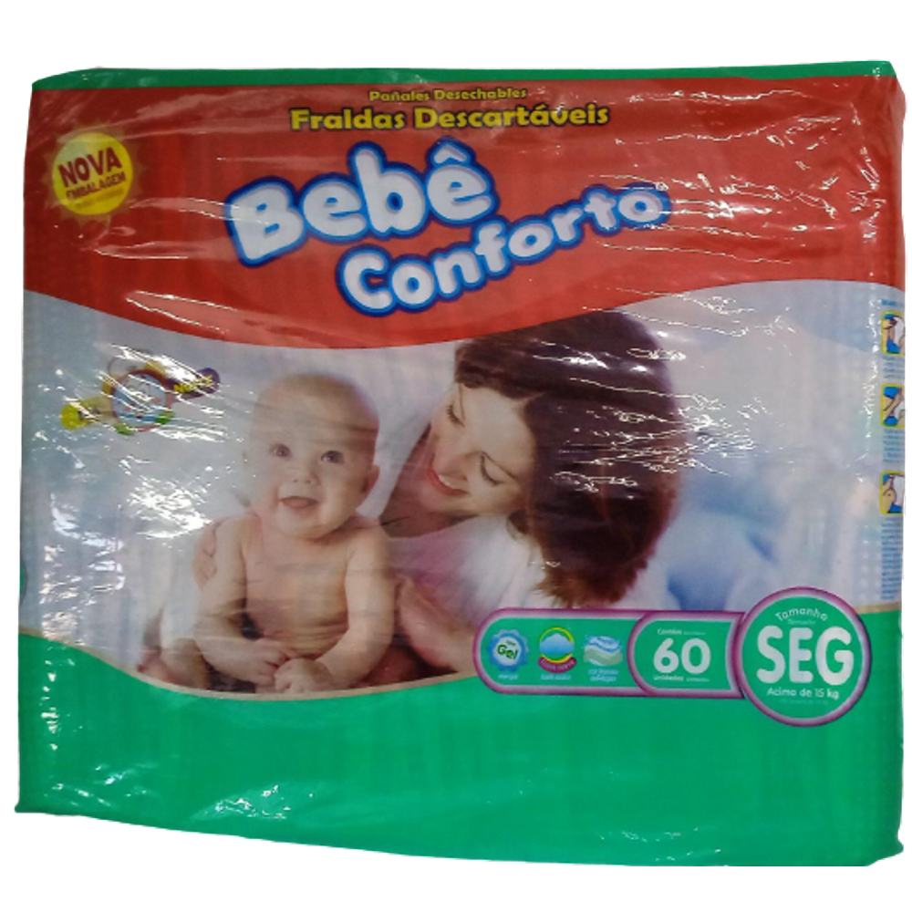 Fralda Infantil Bebe Conforto Mega Seg C/60