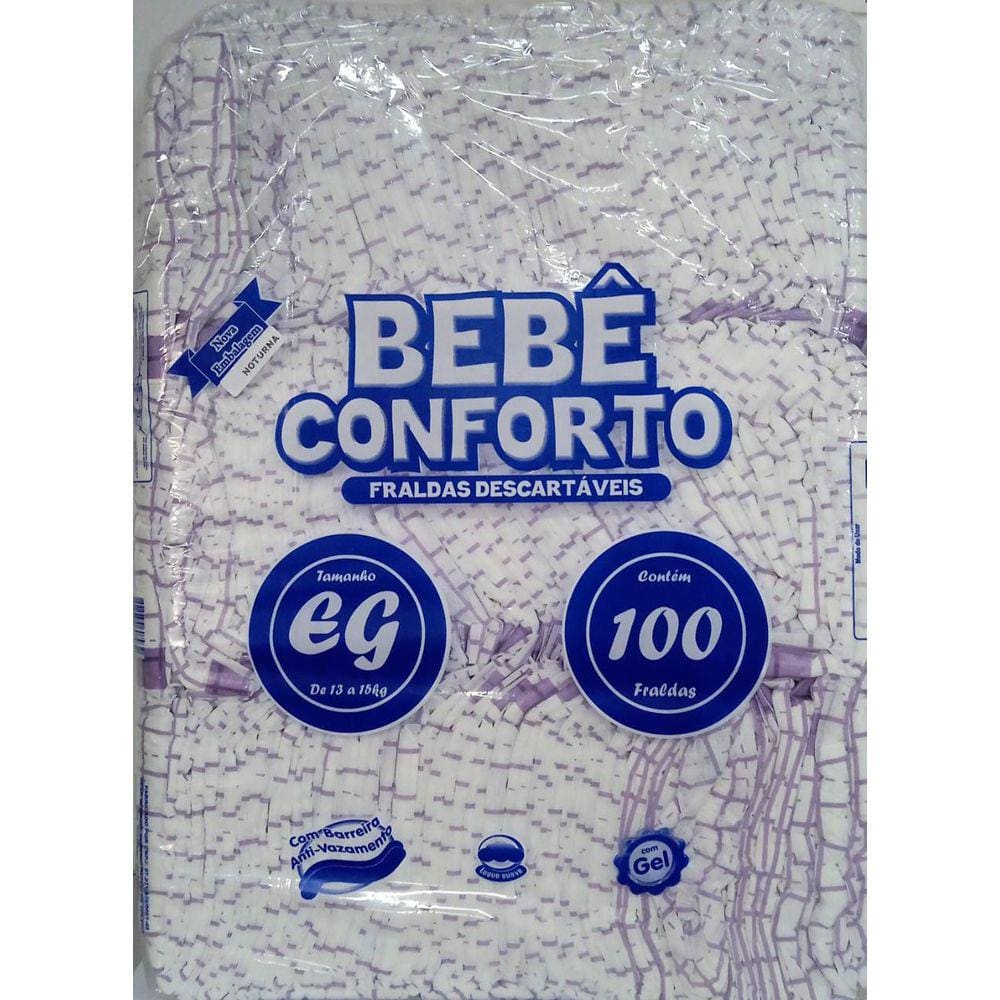Fralda Infantil Bebe Conforto Noturna Laminada Eg C/100