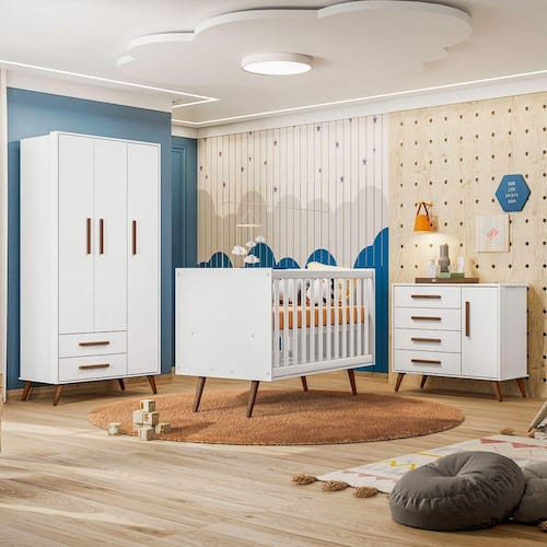 imagem-Quarto de Bebê Completo Qencanto Retrô Qmovi Branco