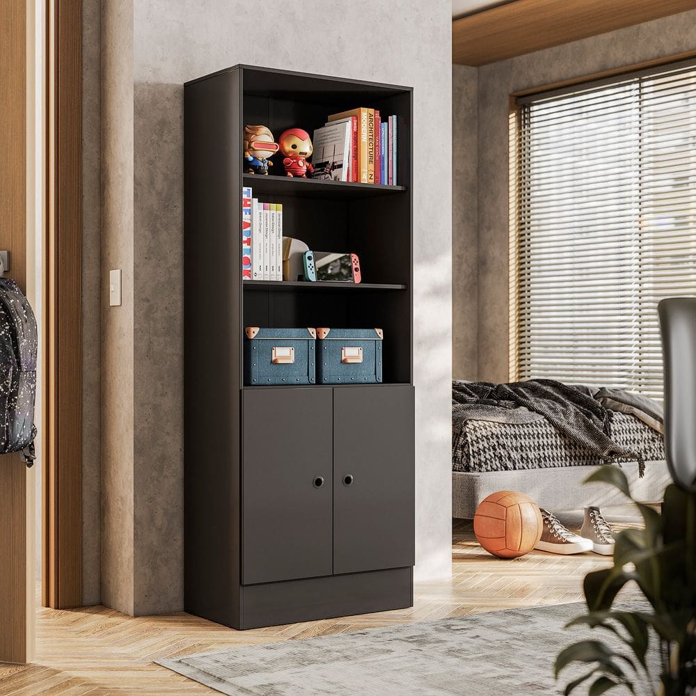Armário Estante Livreiro Gamer 4095 Qmovi Preto