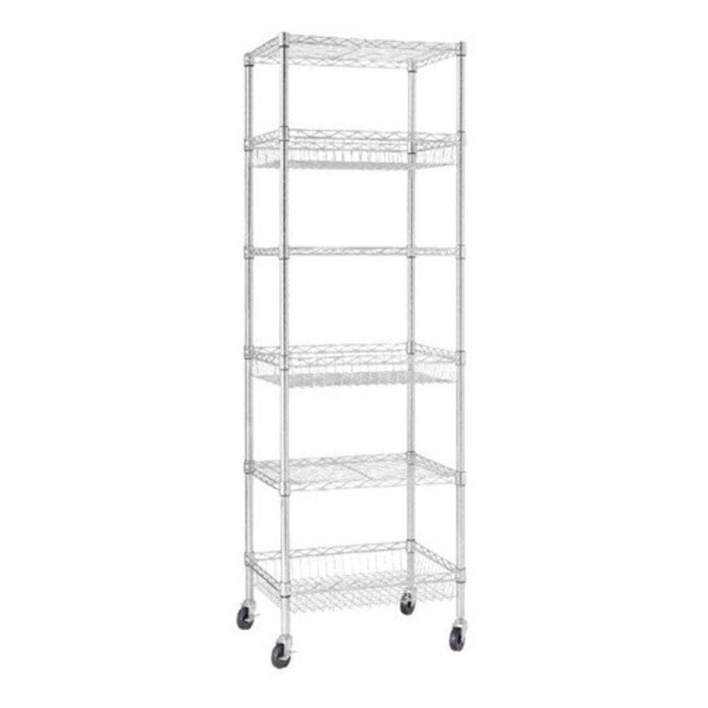 Estante Aço Organizadora Multiuso 192X45,5X61Cm Com Rodas