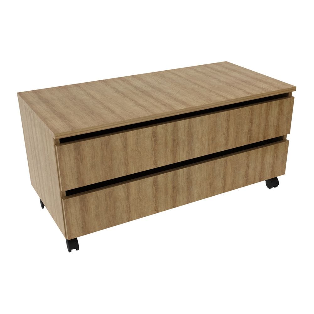 Gabinete Banheiro 2 Gavetas com Rodízios 80cm Multimóveis CR10083 Amêndoa