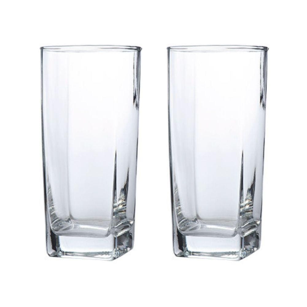 Conjunto Com 2 Copos Vidro Bali Quadrado 320ml Transparente