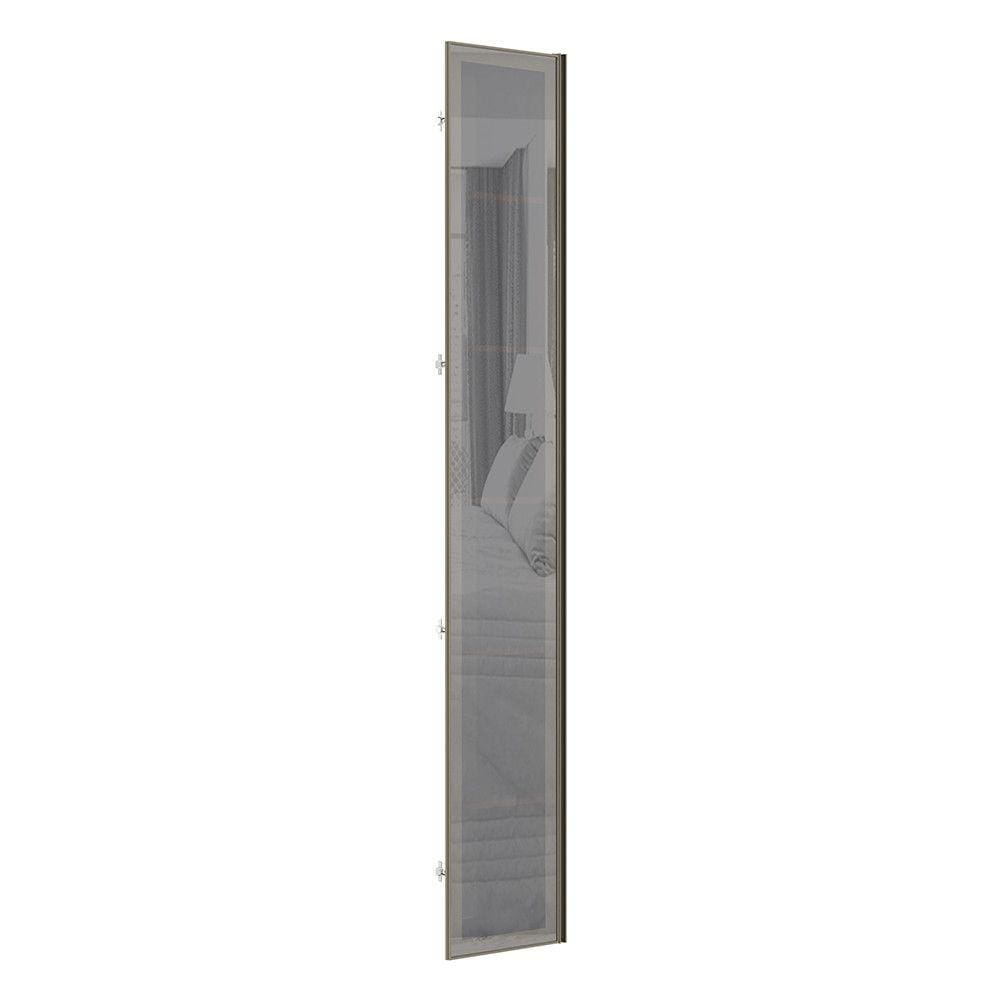 Porta para Roupeiro Closet Canto Individual 40cm Puxador Perfil Inox Vidro Reflecta Luciane Móveis