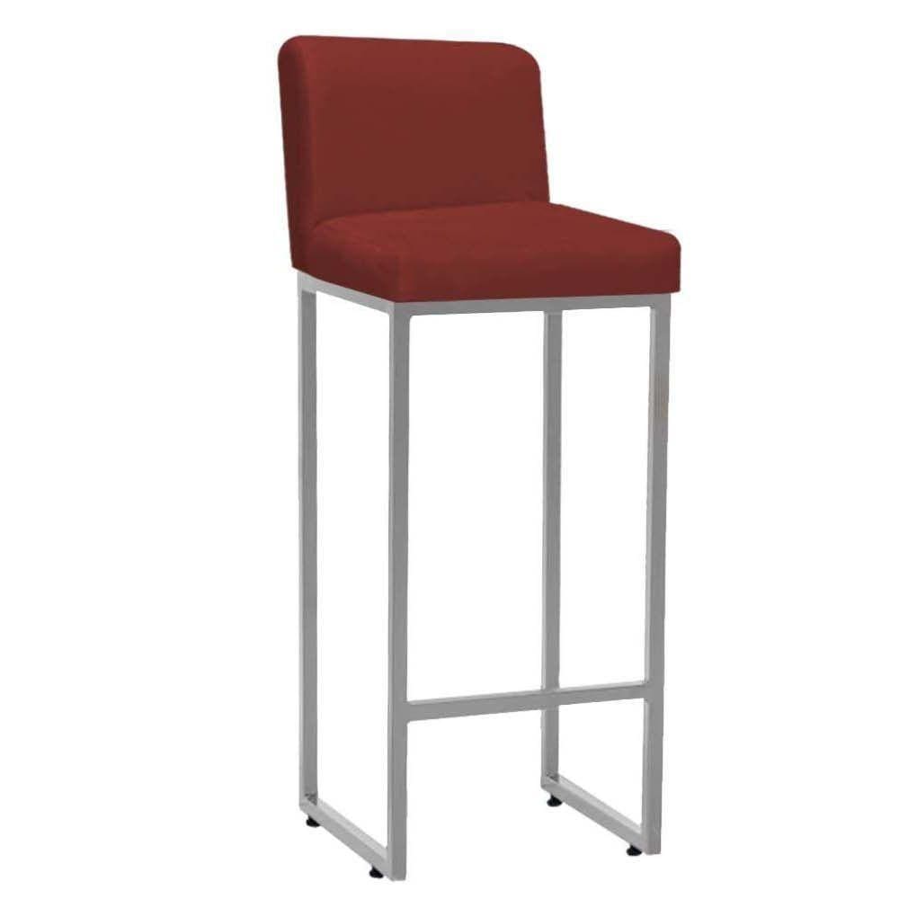 Banqueta Alta Industrial Bistrô Ferro Sintético Vermelho