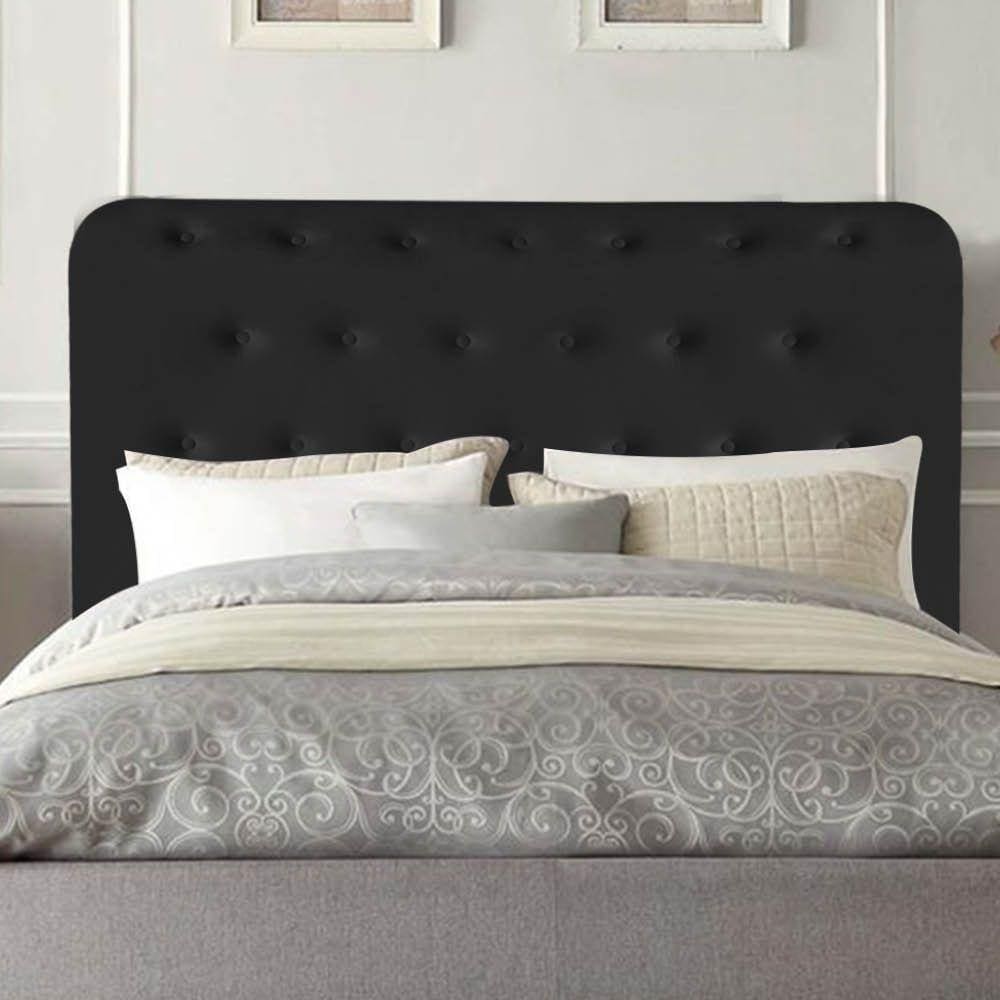 Cabeceira Brenda Botonê 195cm King Size Suede Preto