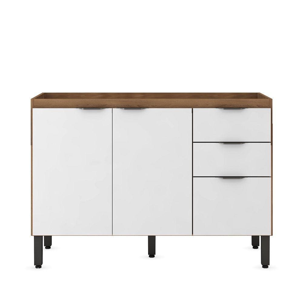 Balcão de Cozinha Firenze 120cm Amendola/Branco S/ Tampo