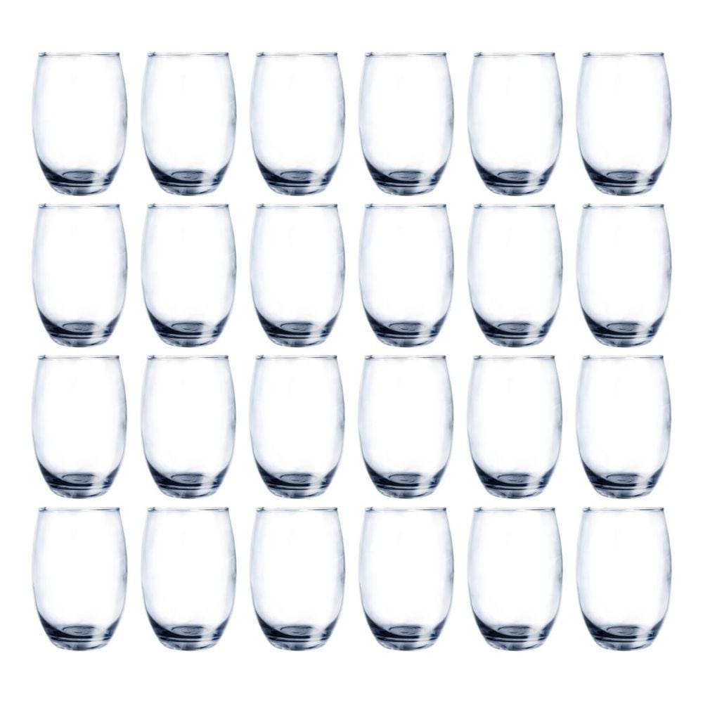 Conjunto 24 Copos Vidro Bellagio 450ml Grande Transparente