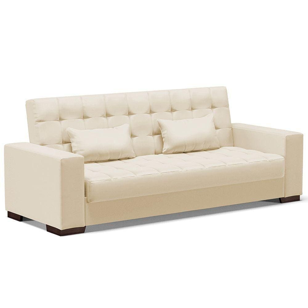 Sofá Cama Decorativo 210Cm Beesley Pu Bege Fosco - Gran Belo
