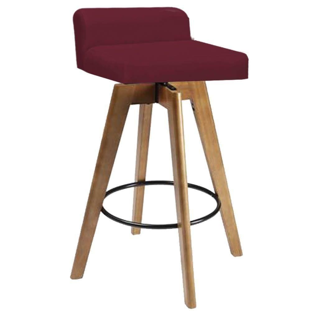 Banqueta Alta Giratória Madeira Bistrô Suede Bordô Bordô