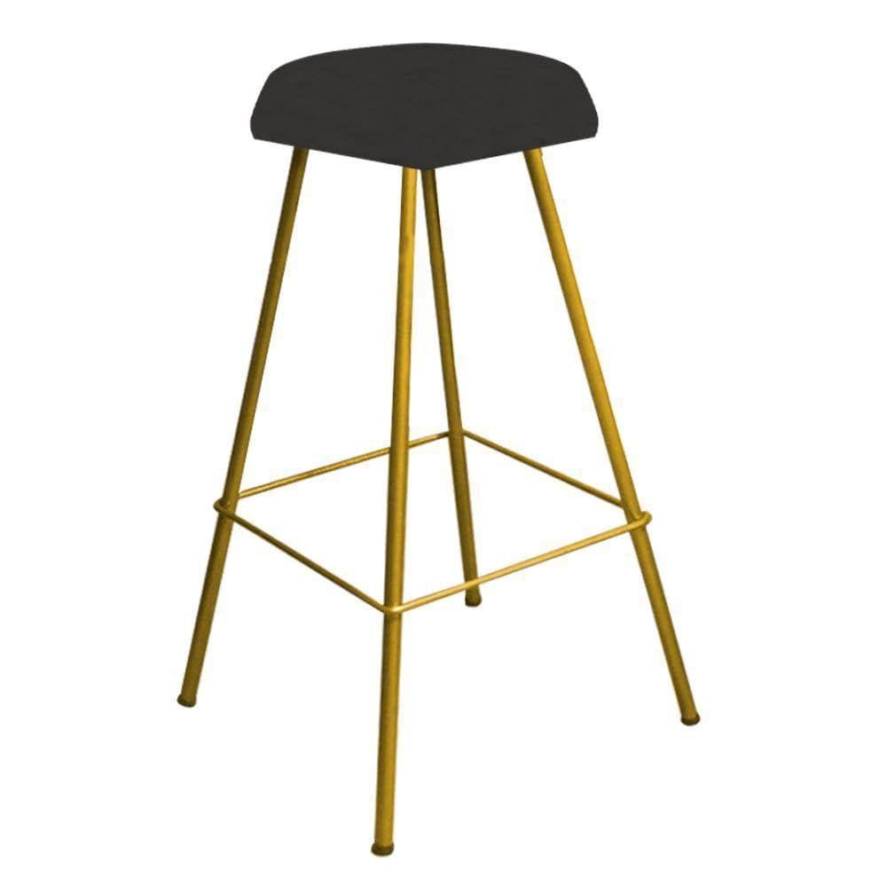 Banqueta Alta Hexágono Bistrô Ferro Dourado Cinza