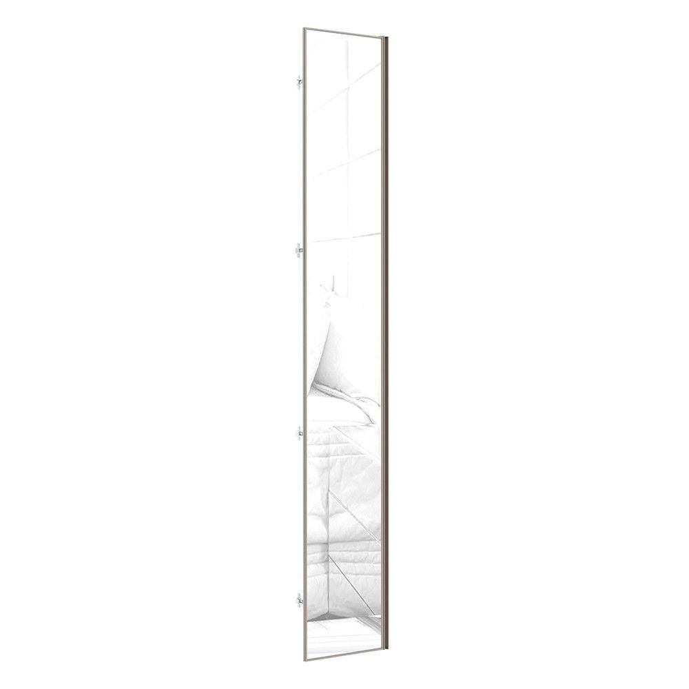 Porta para Roupeiro Closet Canto Diagonal 40cm Puxador Perfil Champagne com Espelho Luciane Móveis