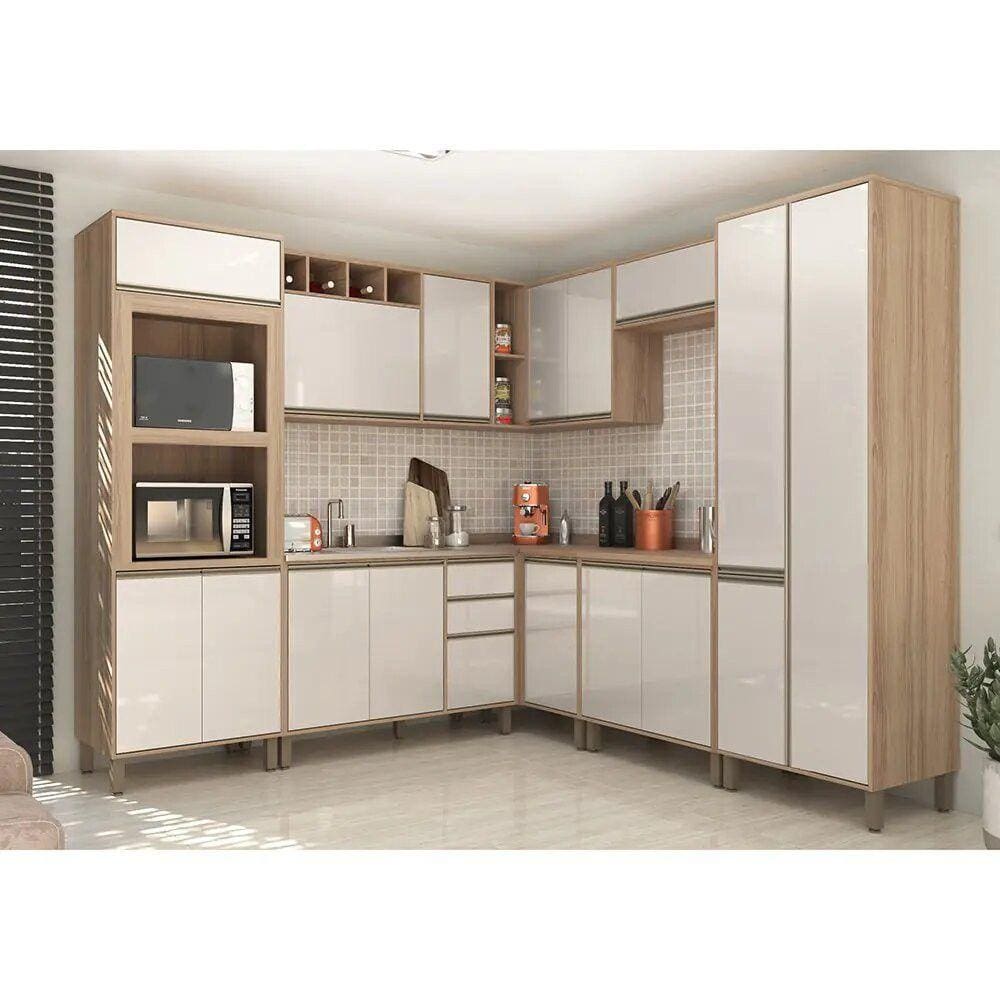 Armário de Cozinha Completa Modulada 11 Peças sem Tampo de 120 Mel Luciane Móveis