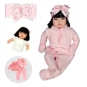 Boneca reborn silicone macio 55cm bebe princesa dormindo presente  aniversario