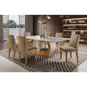 Conjunto Sala de Jantar Mesa e 6 Cadeiras Kate Espresso Móveis Animalle Chocolate Off White/Imbuia/Off White
