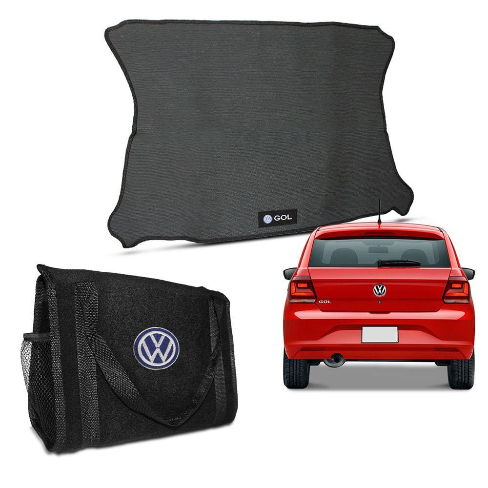 Tapete Porta Malas Gol G5 G6 G7 2009 a 2019 Borracha + Bolsa Organizadora para Ferramentas